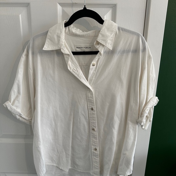 Denim Forum Tops - Denim Forum Cream Button-Up Shirt